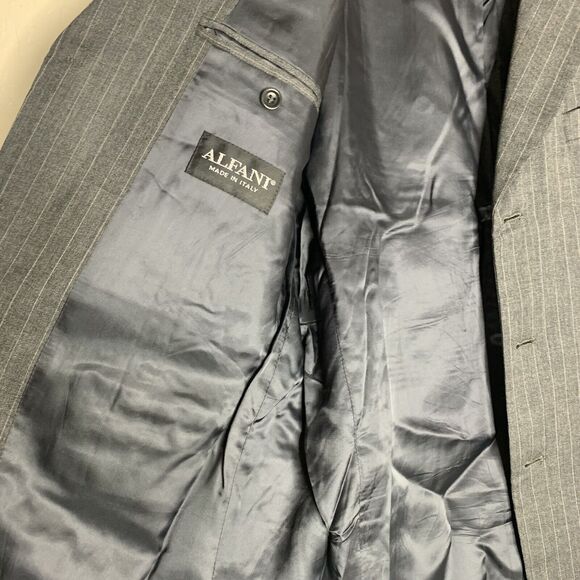 Alfani Black Striped 100% Wool Blazer Sport Jacket - Picture 6 of 8
